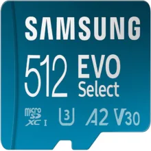 کارت حافظه microSDXC سامسونگ مدل Evo SELECT A2 V30 کلاس 10 استاندارد UHS-I U3 سرعت 130MBps ظرفیت 512 گیگابایت به همراه آداپتور SD