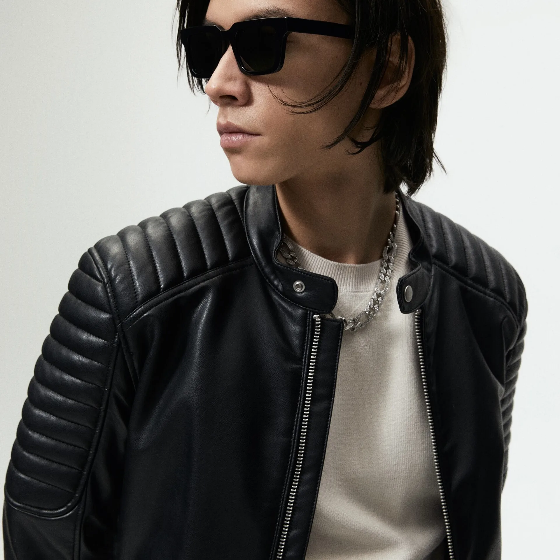 کت چرم مردانه مدل FAUX BIKER