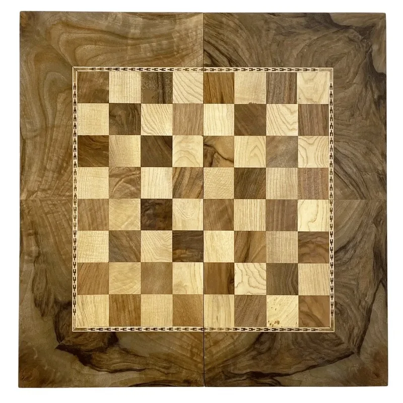 صفحه شطرنج چوبی مدل ریشه گردو طرح منبت