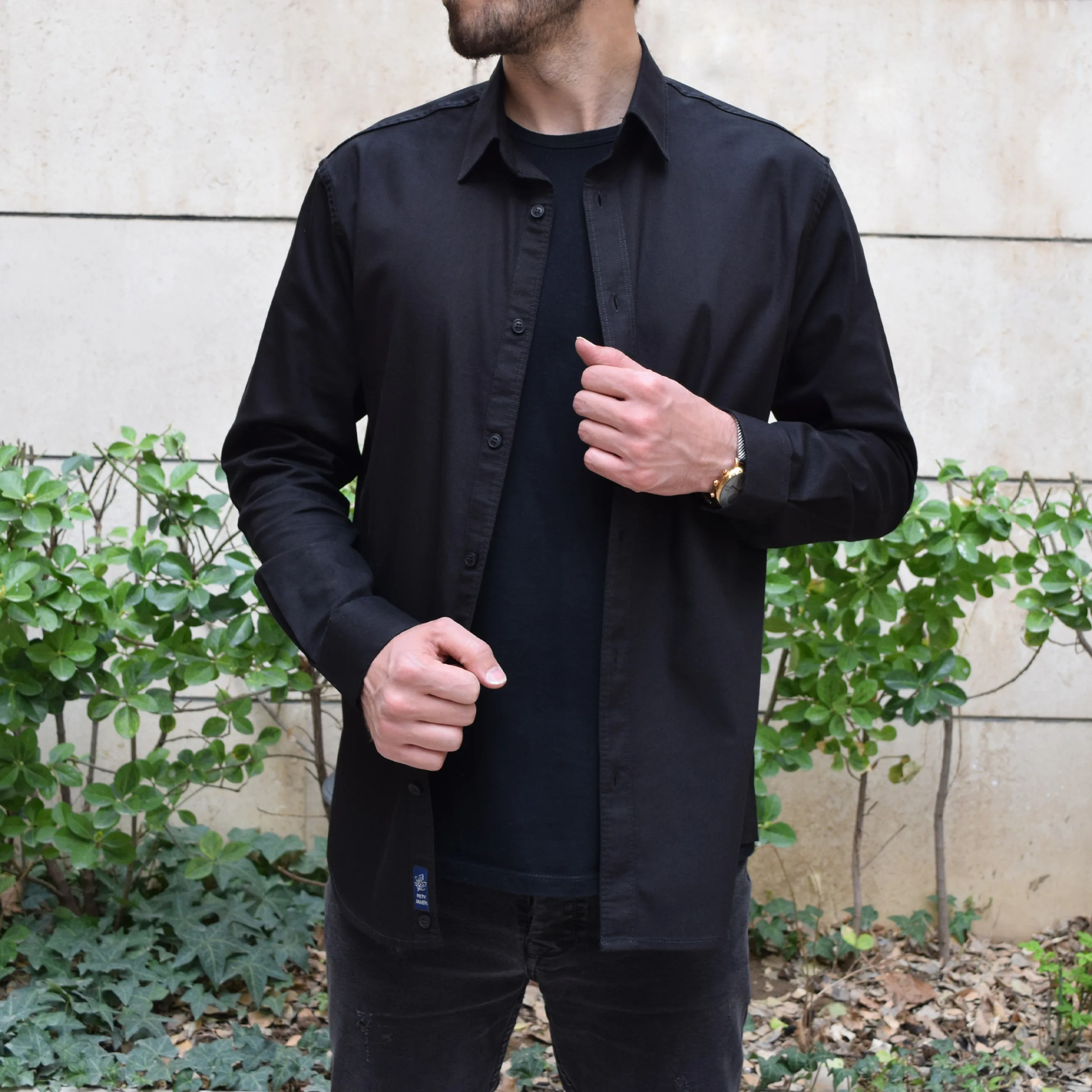 پیراهن آستین بلند یقه برگردان مردانه مدل نیلگون کد 18711687