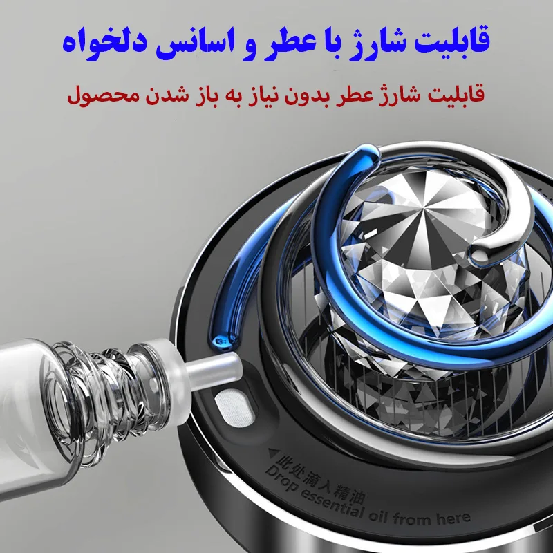 خوشبو کننده خورشیدی خودرو طرح کریستال مدل بدنه فلزی کد X2S