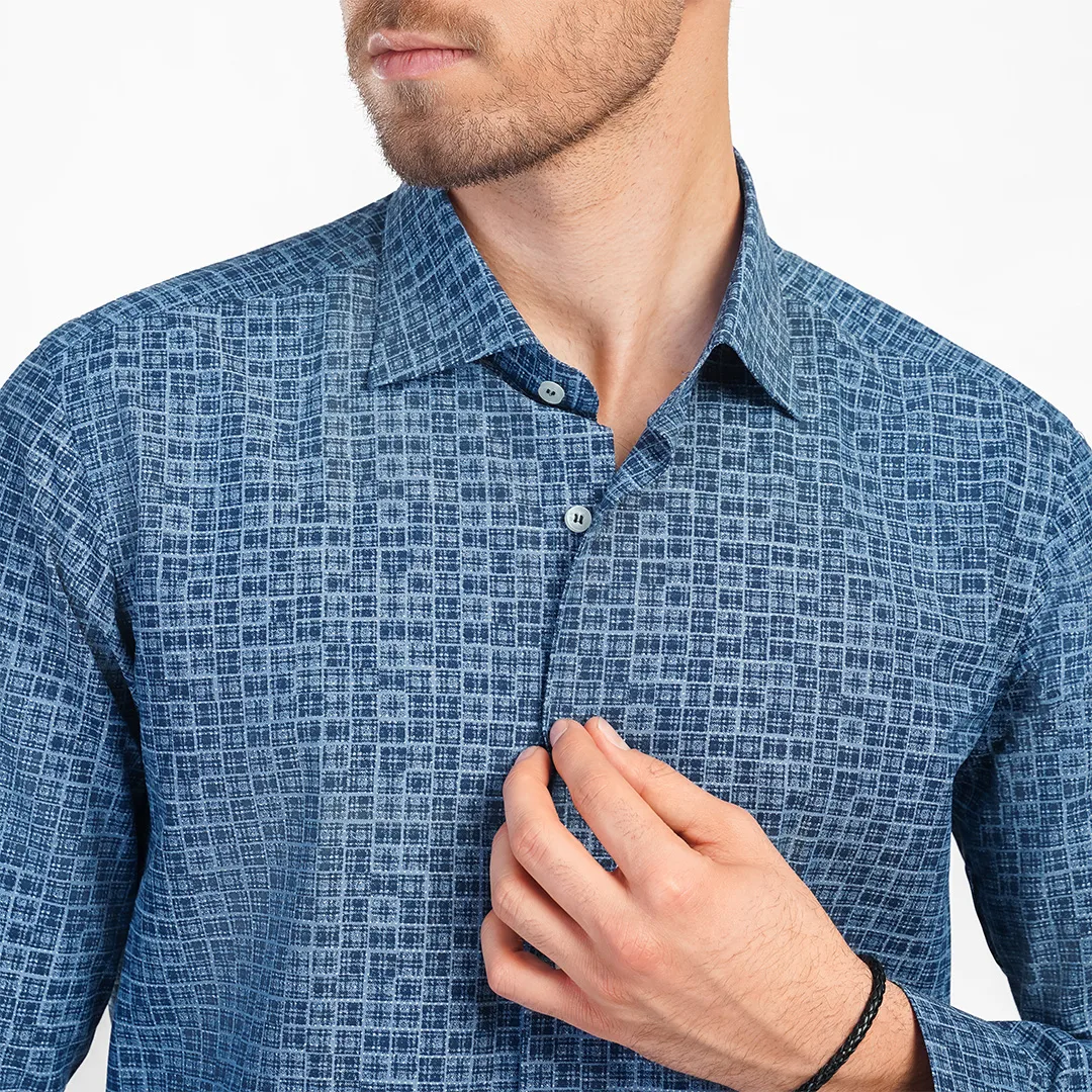 پیراهن آستین بلند یقه کراواتی مردانه ام کی مدل 1794