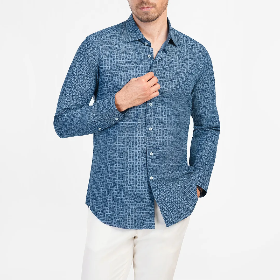 پیراهن آستین بلند یقه کراواتی مردانه ام کی مدل 1794