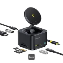 هاب 7 پورت USB-C و شارژر بی سیم بیسوس مدل BS-OH122