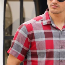 پیراهن آستین کوتاه یقه برگردان مردانه مدل 1168-072