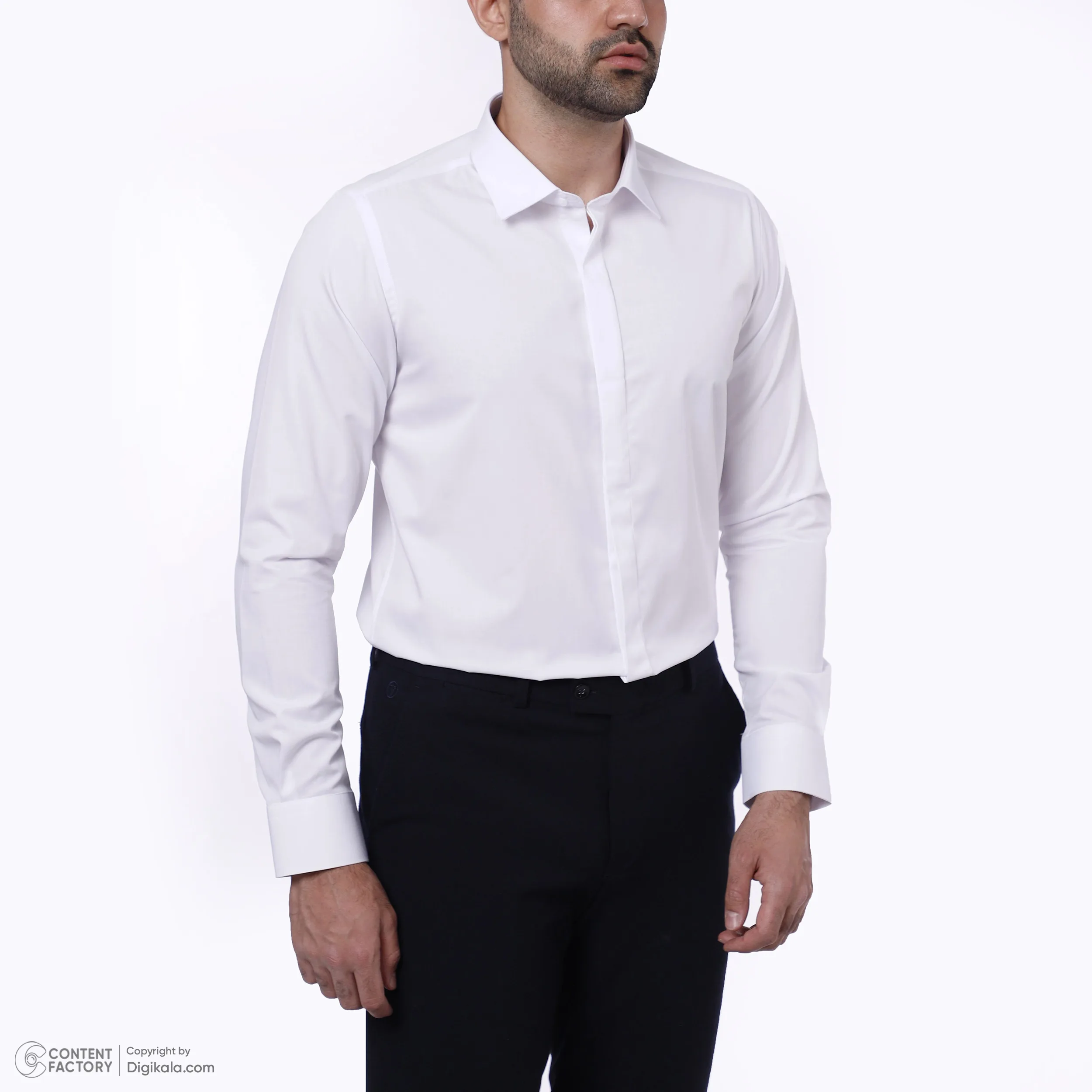 پیراهن آستین بلند یقه برگردان مردانه دیجی استایل اسنشیال مدل 08