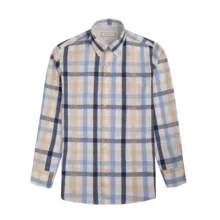 پیراهن آستین بلند یقه برگردان مردانه کروم مدل چهار‌خانه لینن 2510130