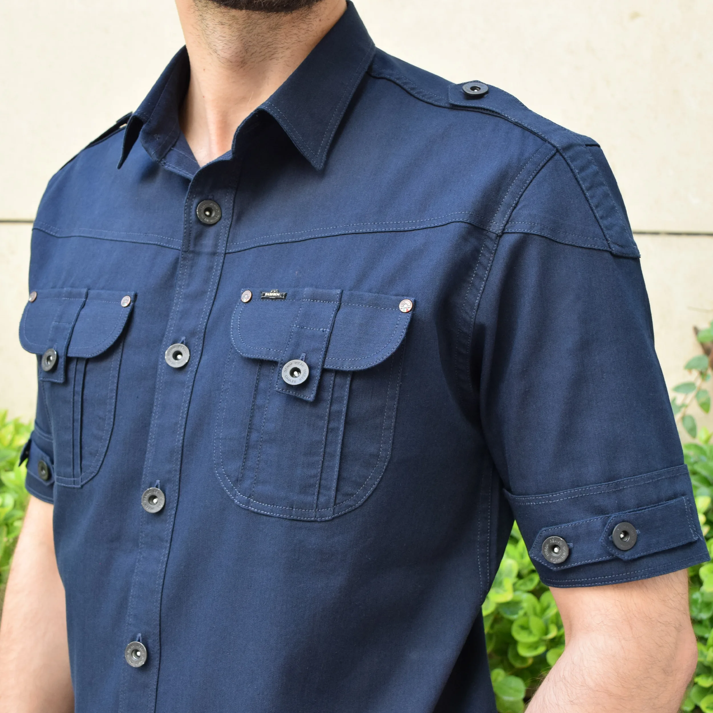 پیراهن آستین کوتاه یقه برگردان مردانه مدل رهام کد 19570455