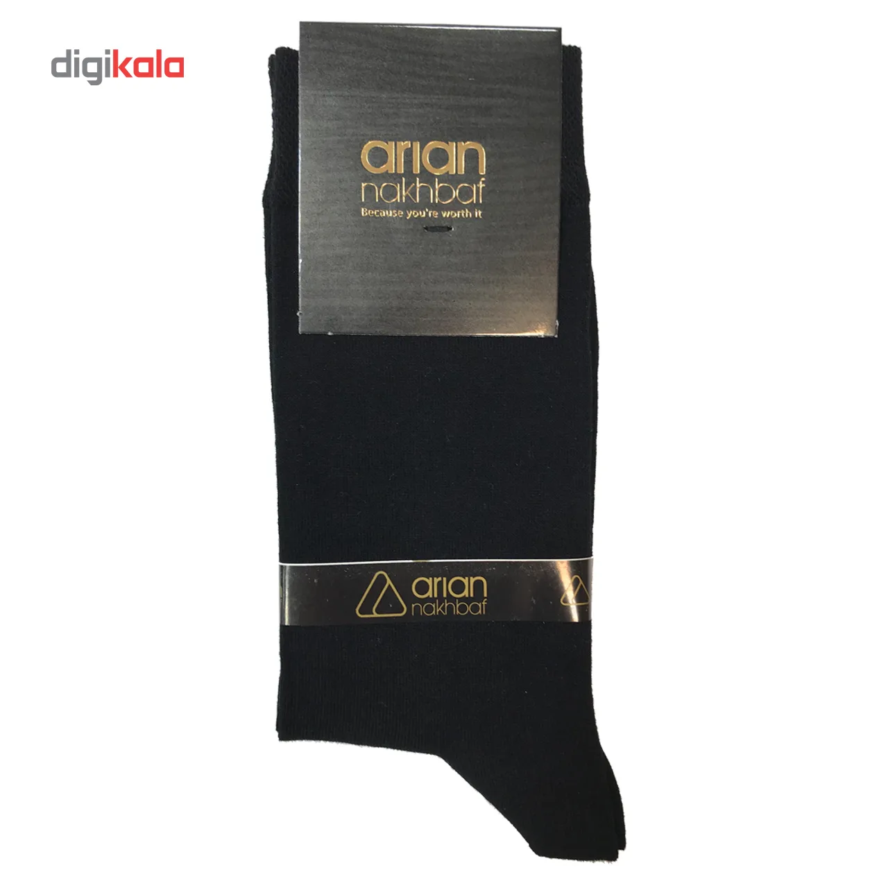 جوراب مردانه مشکی آریان نخ باف کد 51217 بسته 12جفتی پنجه گیری شده
