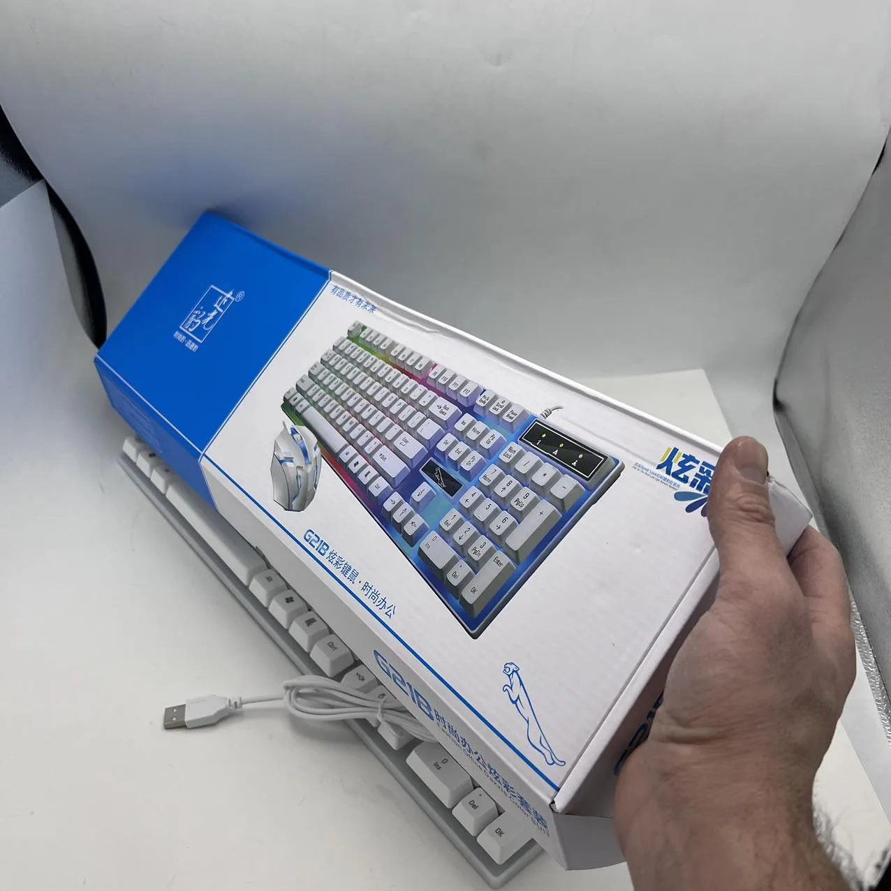 کیبورد و ماوس گیمینگ مدل G21B، سوییچ ممبران، Full-size، نورپردازی RGB