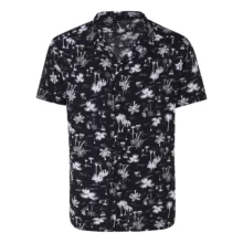 پیراهن آستین کوتاه یقه برگردان مردانه مدل هاوایی قایق و نخل کد N-B-M