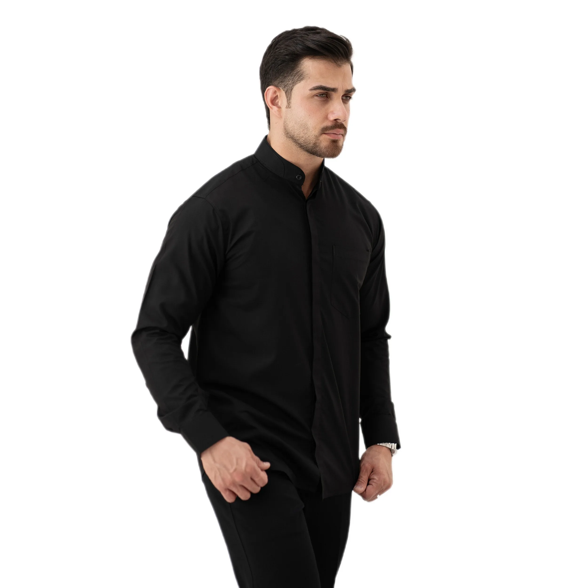 پیراهن آستین بلند یقه دیپلمات مردانه مدل S102