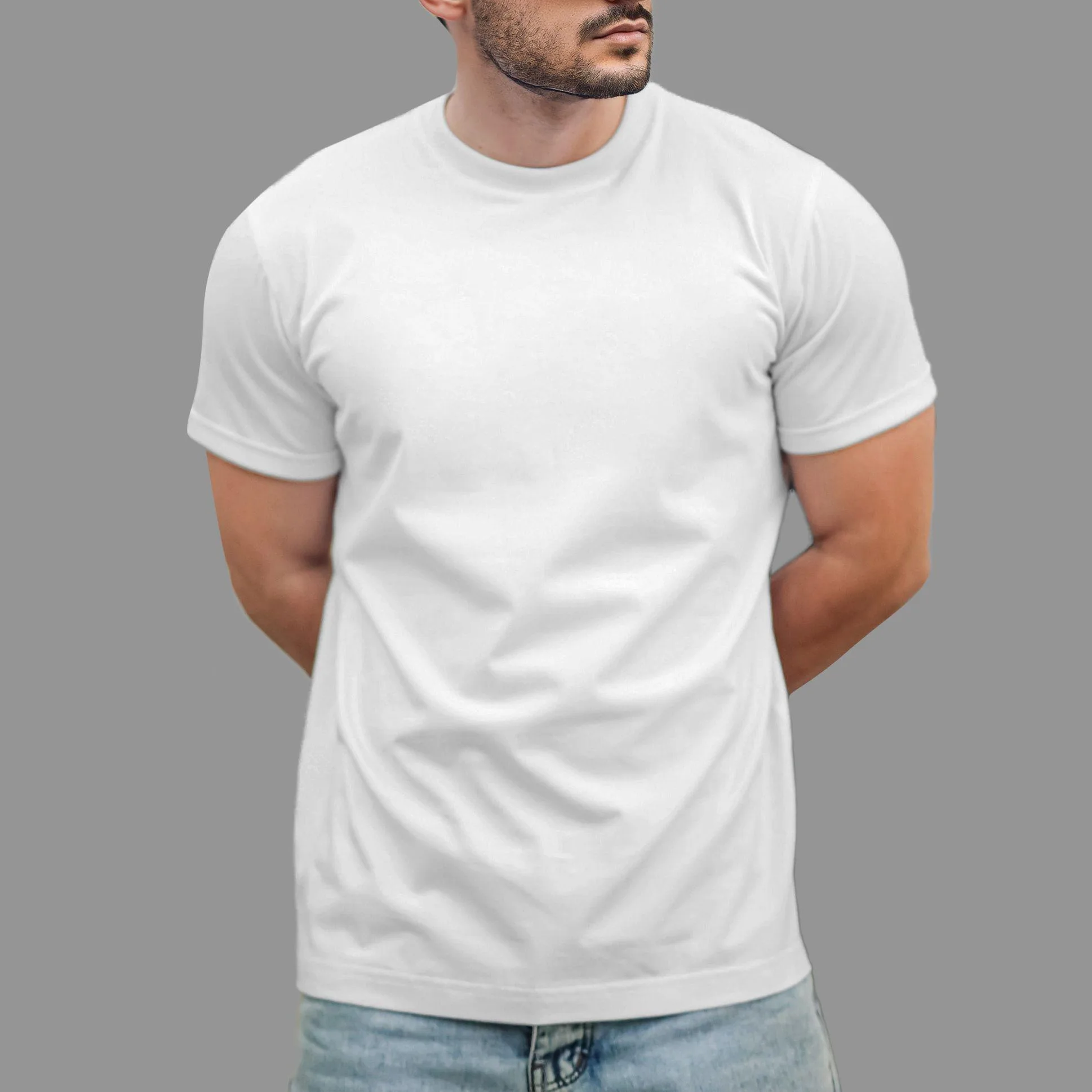 تی شرت آستین کوتاه مردانه مدل  یقه گرد ساده رنگ سفید