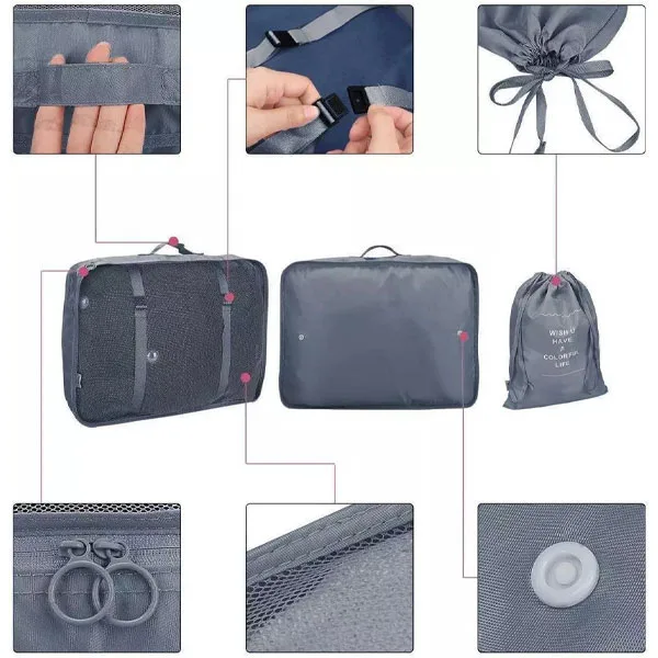 نظم دهنده ساک و چمدان مدل wish مجموعه 7 عددی