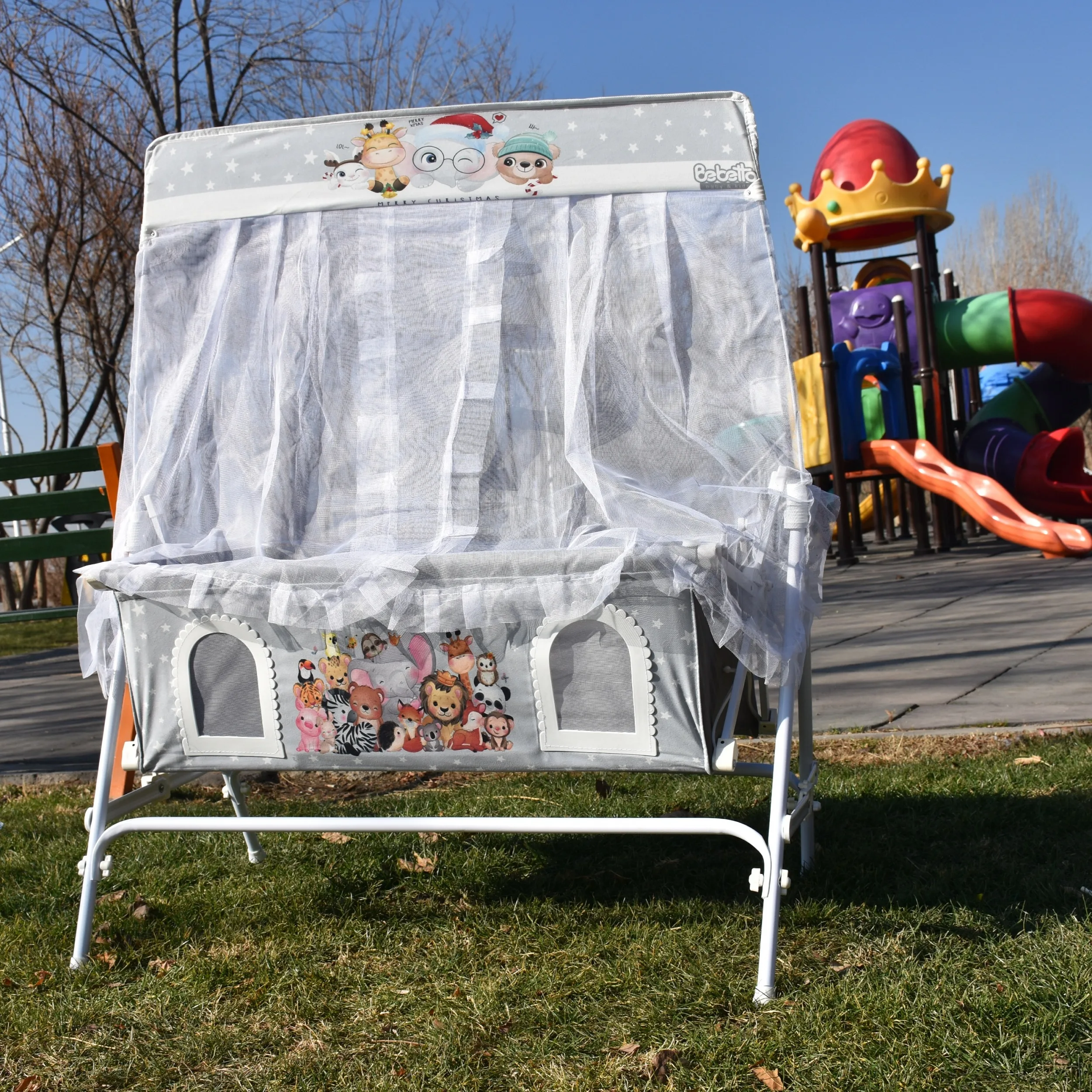 گهواره نوزاد شادی مدل مخمل طرح باغ وحش