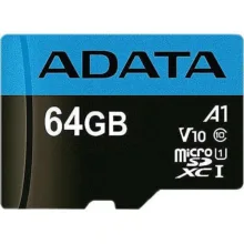 کارت حافظه microSDXC ای دیتا مدل Premier کلاس 10 استاندارد UHS-I V10 A1سرعت 100MBps ظرفیت 64 گیگابایت به همراه آداپتور