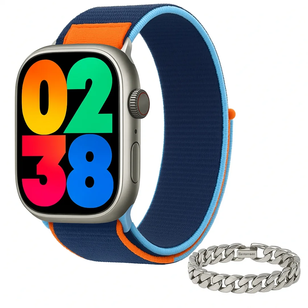 ساعت هوشمند 46 میلی متری مدل M55 Pro Max با بند سیلیکونی به همراه دستبند