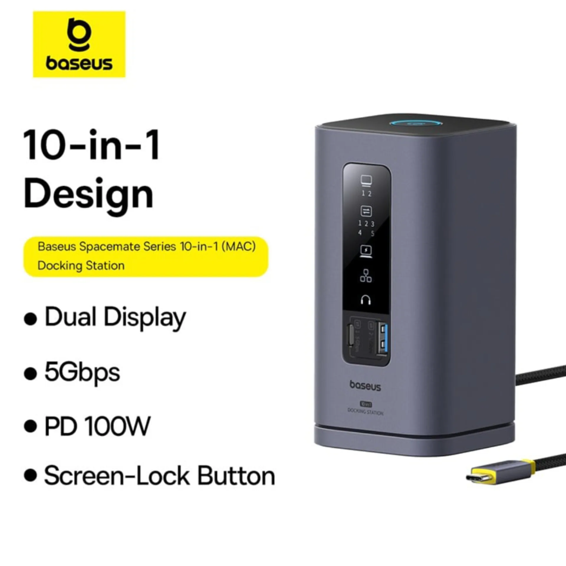 هاب 10 پورت USB-C بیسوس مدل BS-OH174 به همراه کابل USB-C