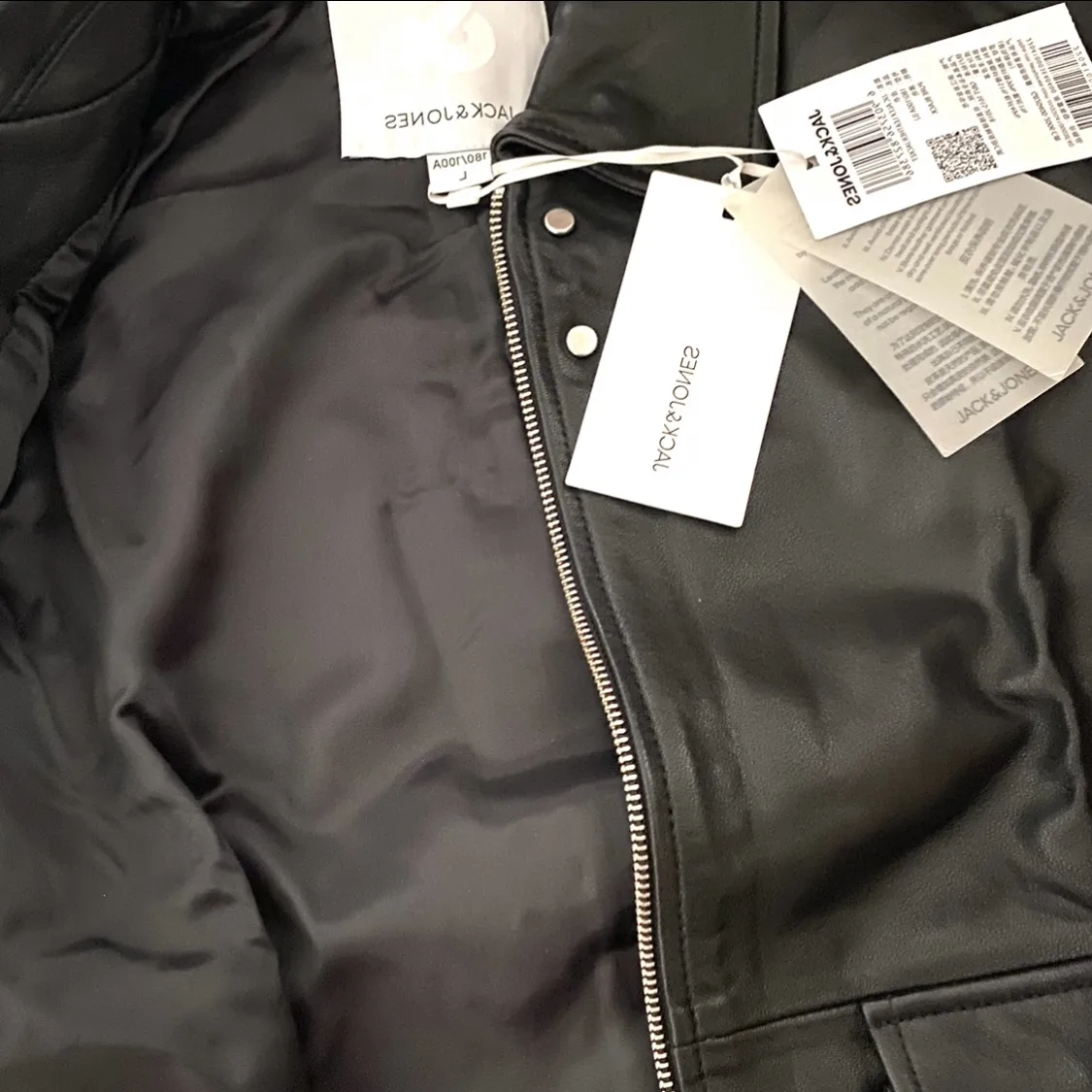 کت چرم مردانه جک اند جونز مدل JJC ALEX