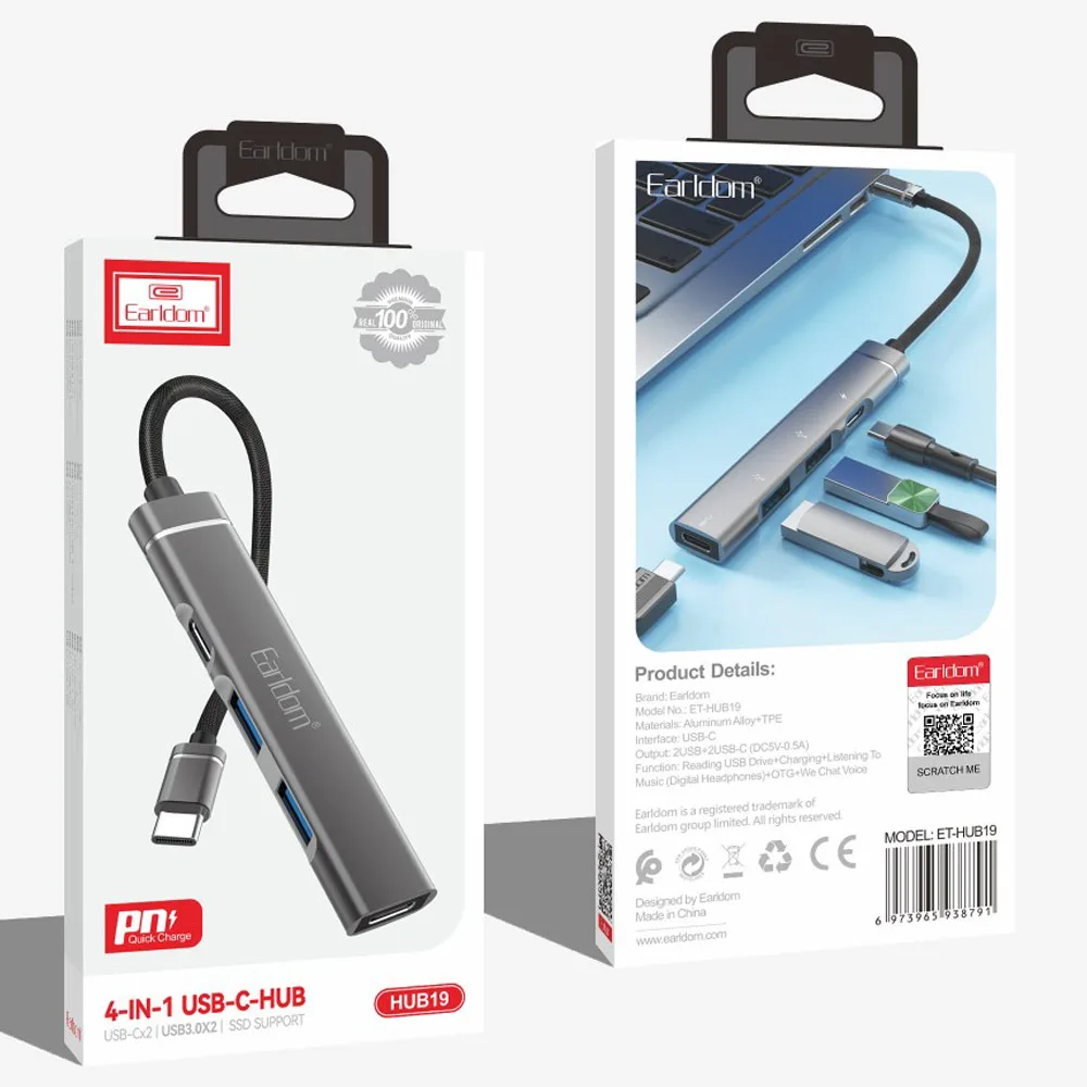 هاب 4 پورت USB-C ارلدام مدل HUB19