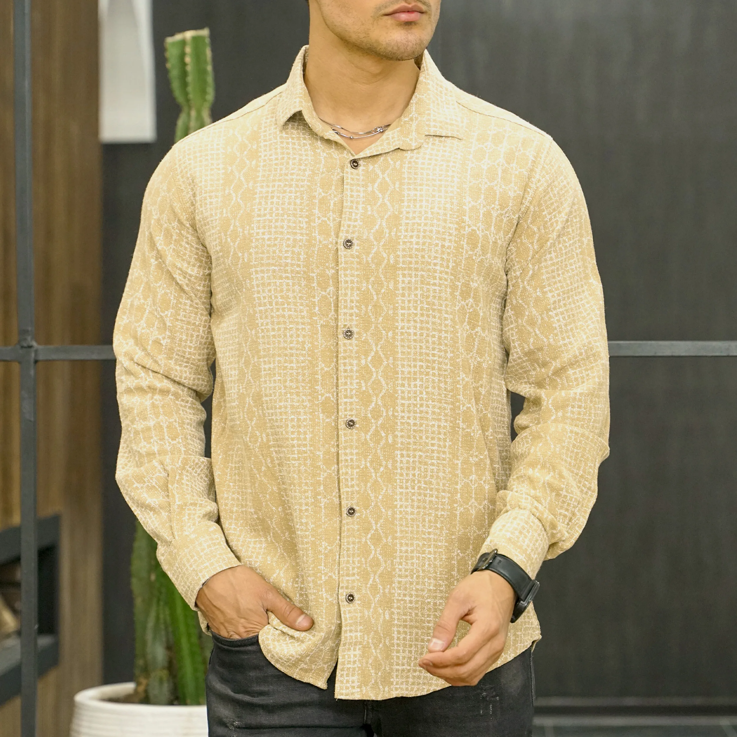 پیراهن آستین بلند مردانه مدل چاپ کد 1148-058