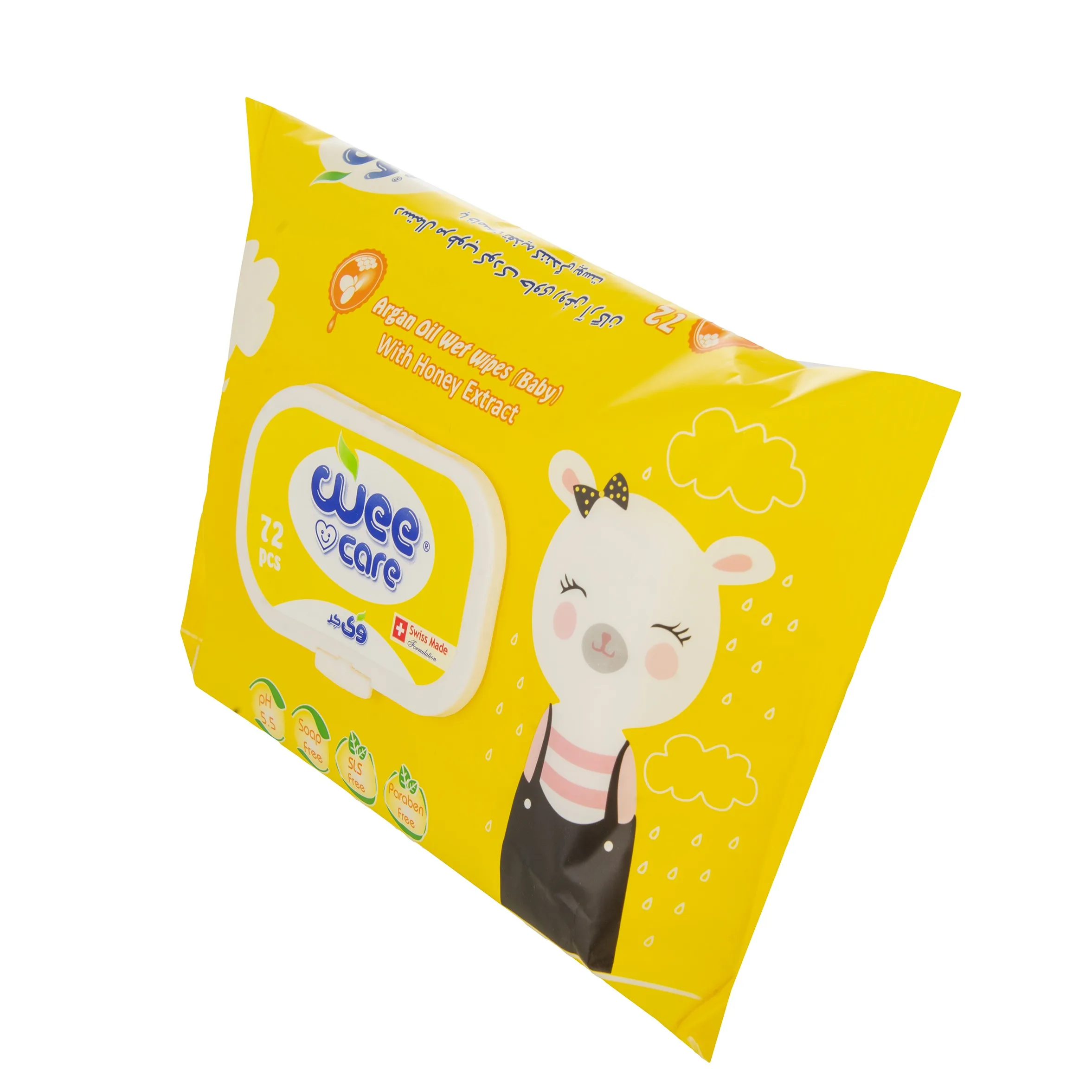 دستمال مرطوب کودک وی کر مدل عصاره عسل و روغن آرگان 6 بسته 72 عددی
