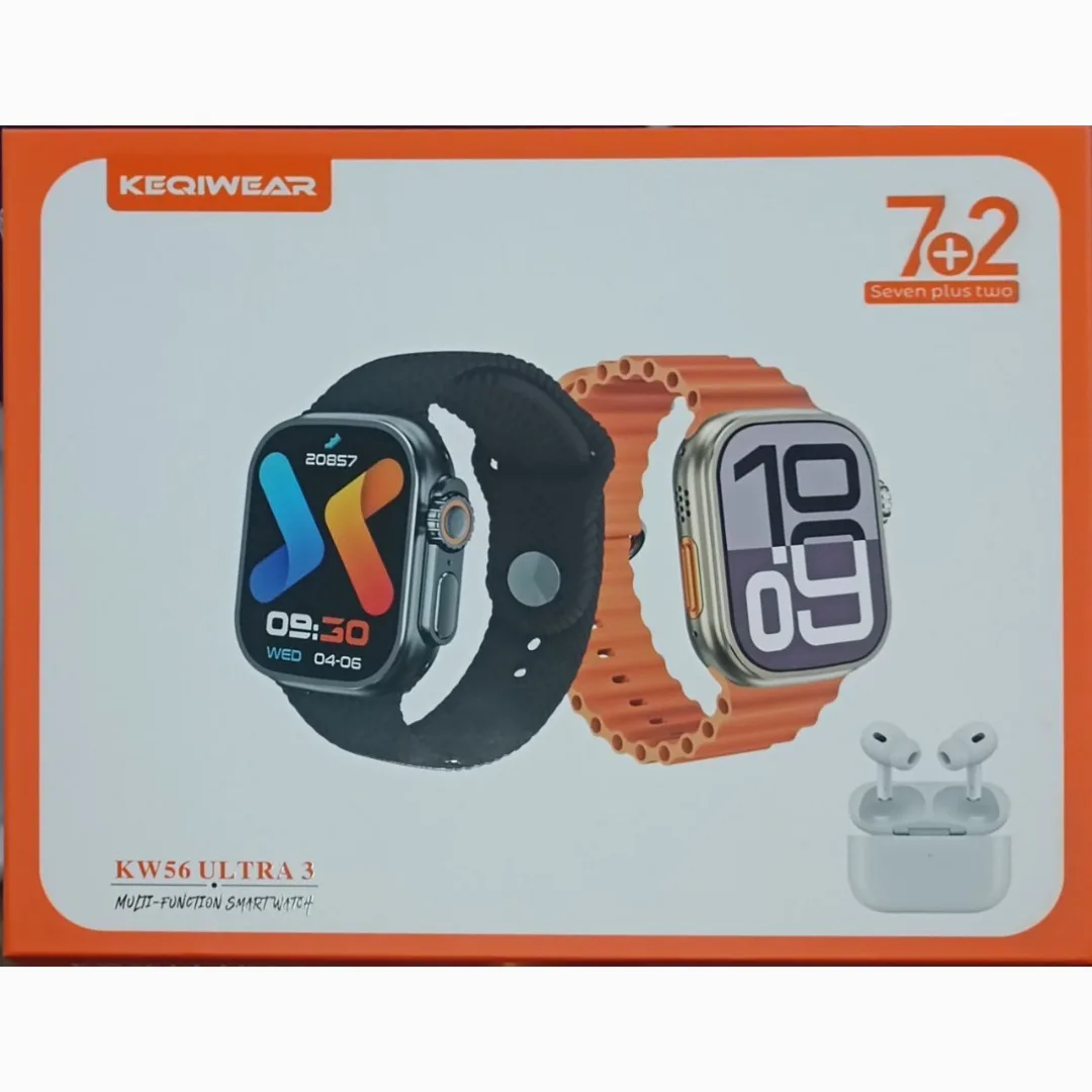 ساعت هوشمند ۴۹ میلیمتری کیکویر مدل KW56 ultra3 به همراه هدفون بلوتوثی