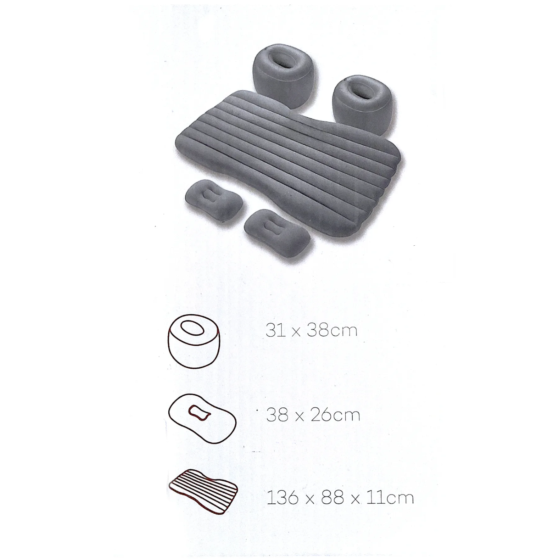 تشک بادی صندلی عقب خودرو مدل دولایه ۰۵ مجموعه ۵ عددی