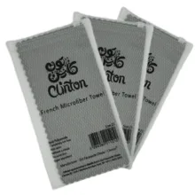 دستمال مخصوص شیشه و سطوح حساس خودرو کلینتون مدل فرنچ میکروفایبر کد GSM200253 بسته سه عددی