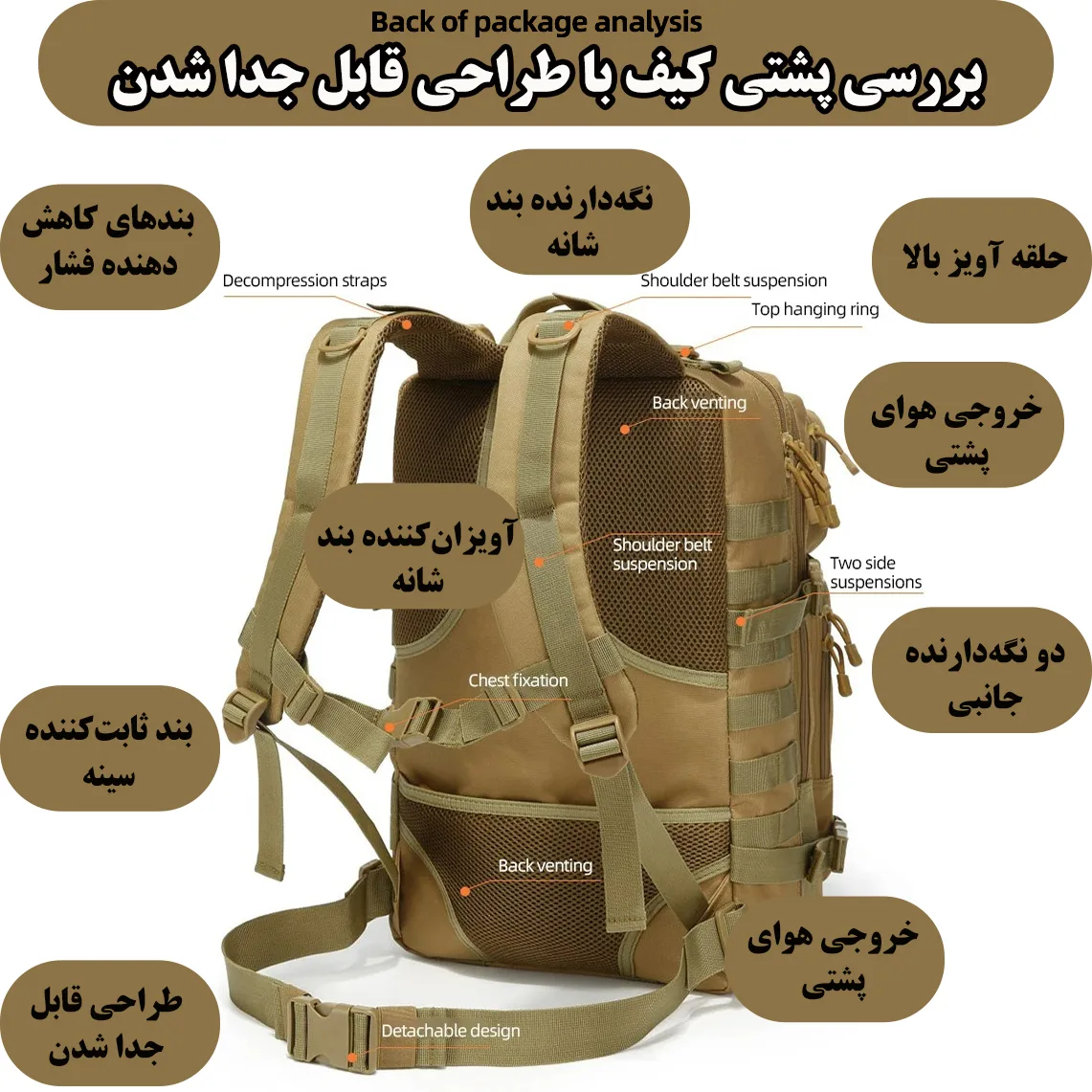 کوله پشتی کوهنوردی 50 لیتری مدل ZE093