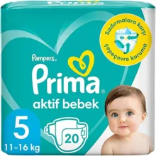 پوشک بچه پریما مدل aktif bebek سایز 5 بسته 20 عددی