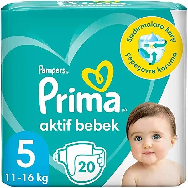 پوشک بچه پریما مدل aktif bebek سایز 5 بسته 20 عددی