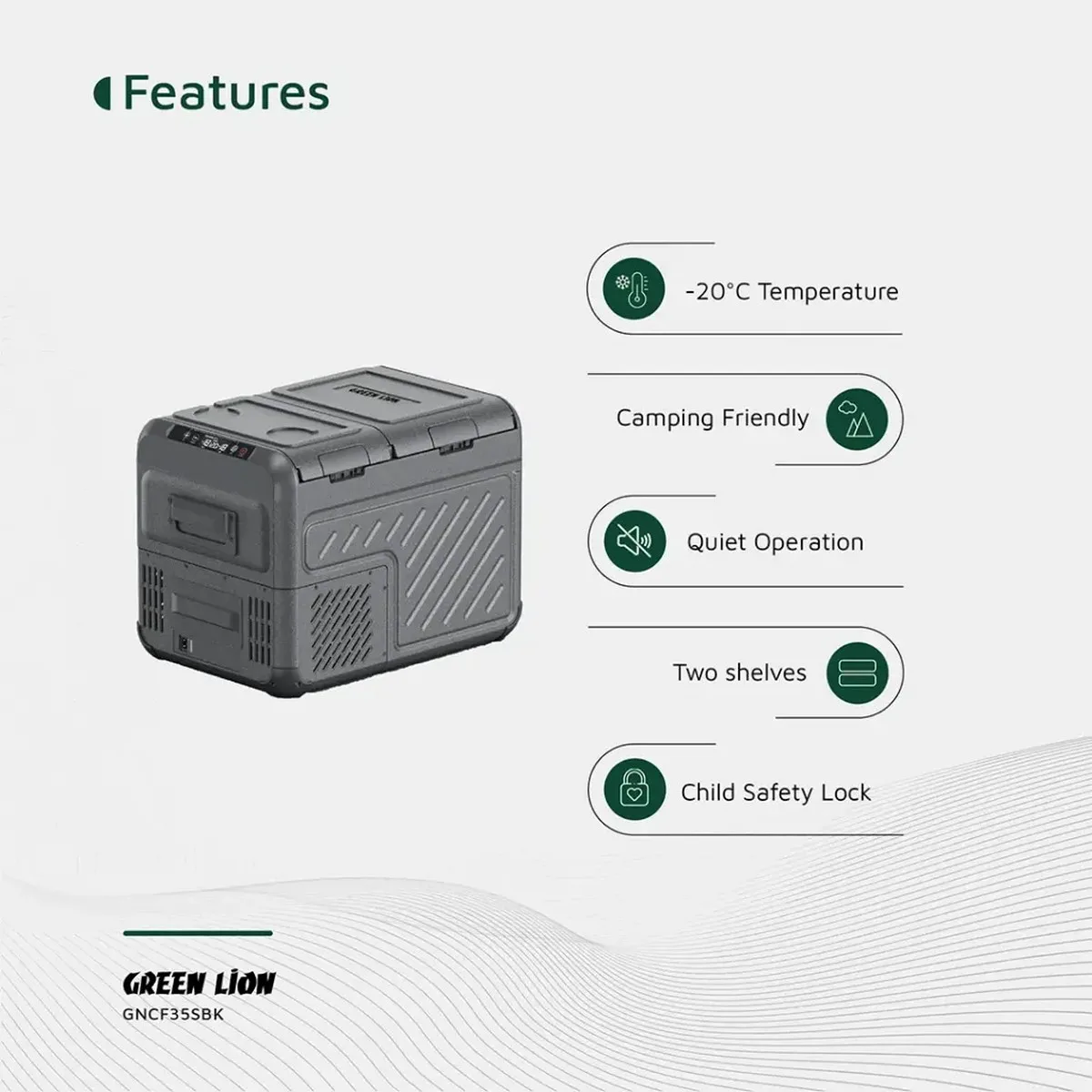 یخچال فریزر خودرو گرین لاین مدل GFC-35 ظرفیت 35 لیتر