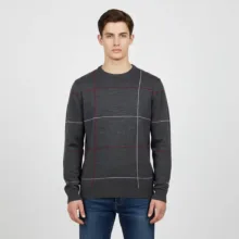 پلیور یقه گرد مردانه مدل راه دار عمود کد 08