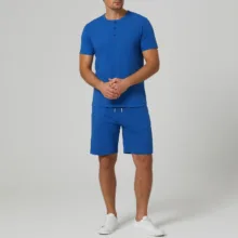 ست تی شرت و شلوارک مردانه مادر مدل Atzo رنگ آبی