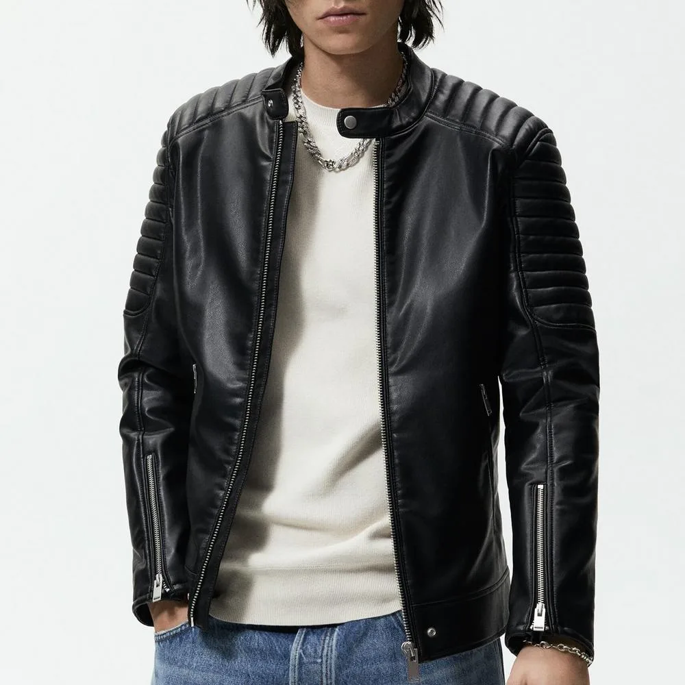 کت چرم مردانه مدل FAUX BIKER