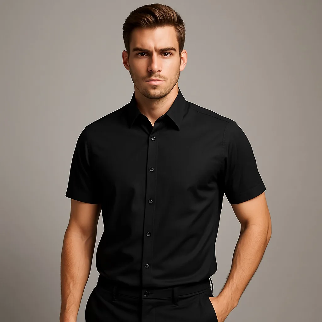 پیراهن آستین کوتاه یقه برگردان مردانه مدل رادین