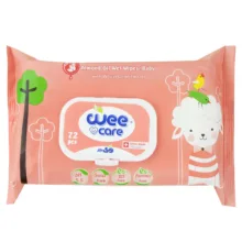 دستمال مرطوب کودک وی کر مدل عصاره جوانه گندم و روغن بادام 6 بسته 72 عددی