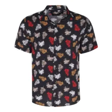 پیراهن آستین کوتاه یقه برگردان مردانه مدل هاوایی برگ سوزنی کد RD