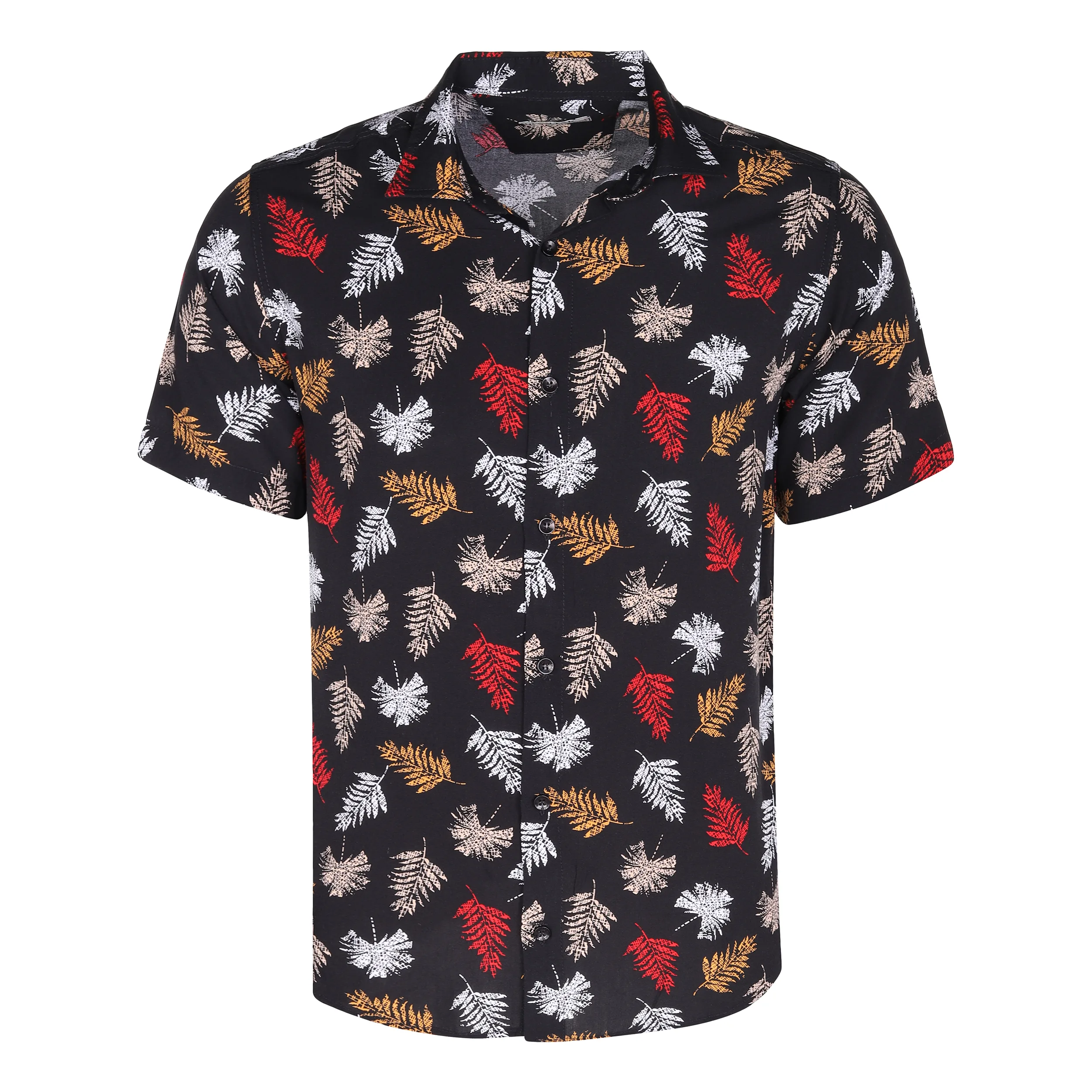 پیراهن آستین کوتاه یقه برگردان مردانه مدل هاوایی برگ سوزنی کد RD