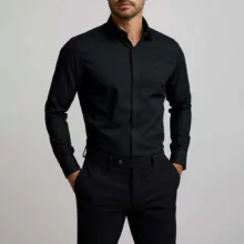 پیراهن آستین بلند یقه برگردان مردانه امشاسپند مدل Trita