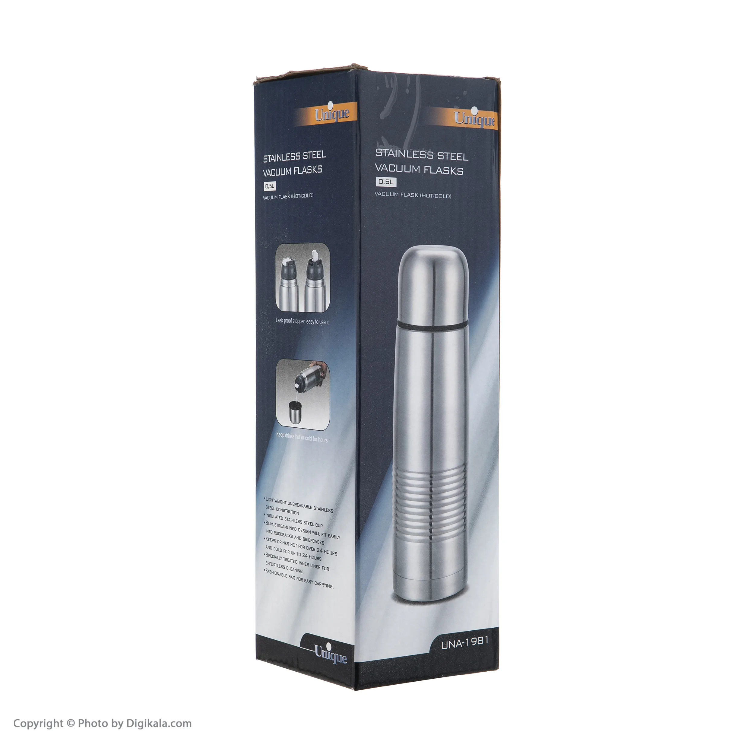 فلاسک یونیک مدل استیل کد 1981 گنجایش 0.5 لیتر