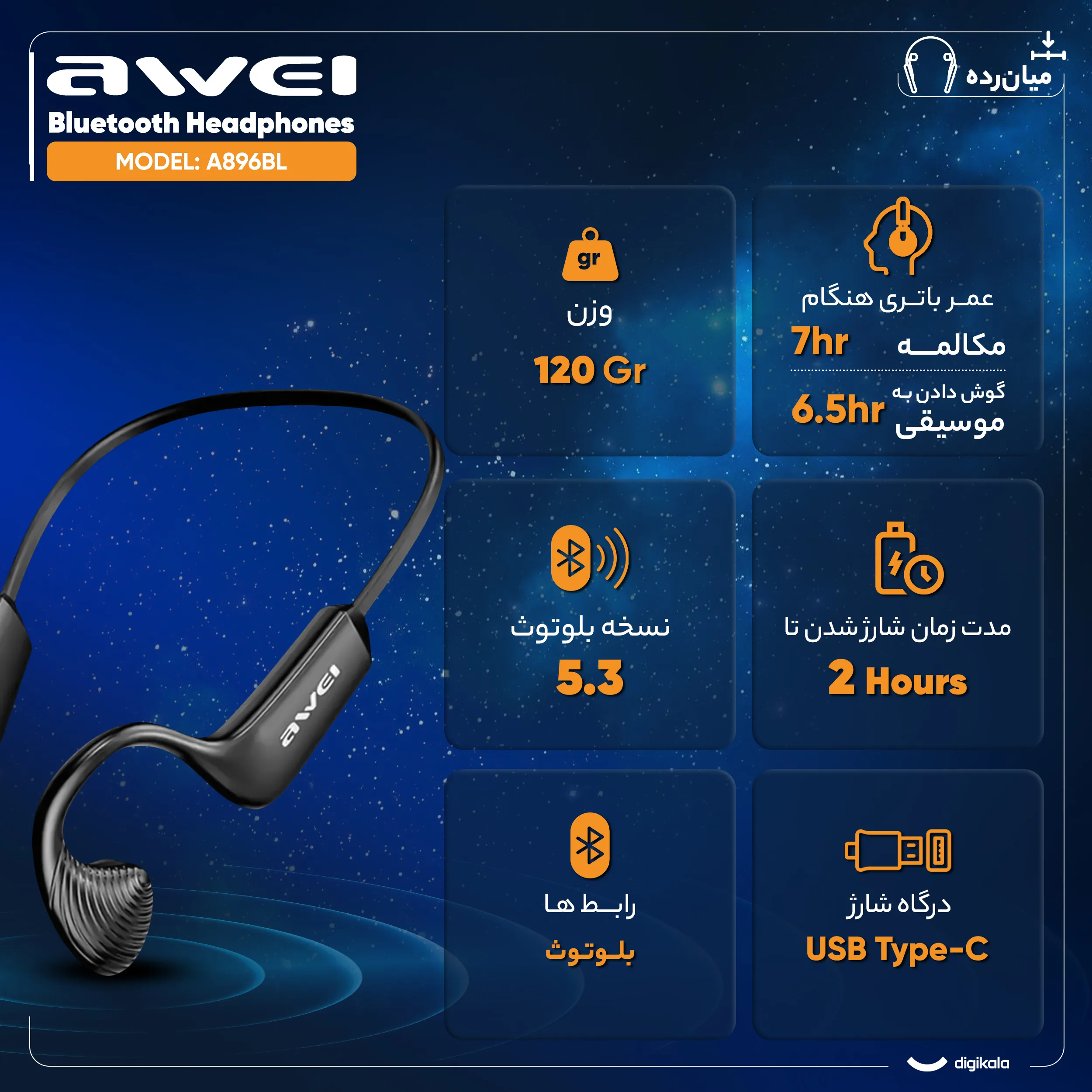 هندزفری بلوتوثی اوی مدل A896BL
