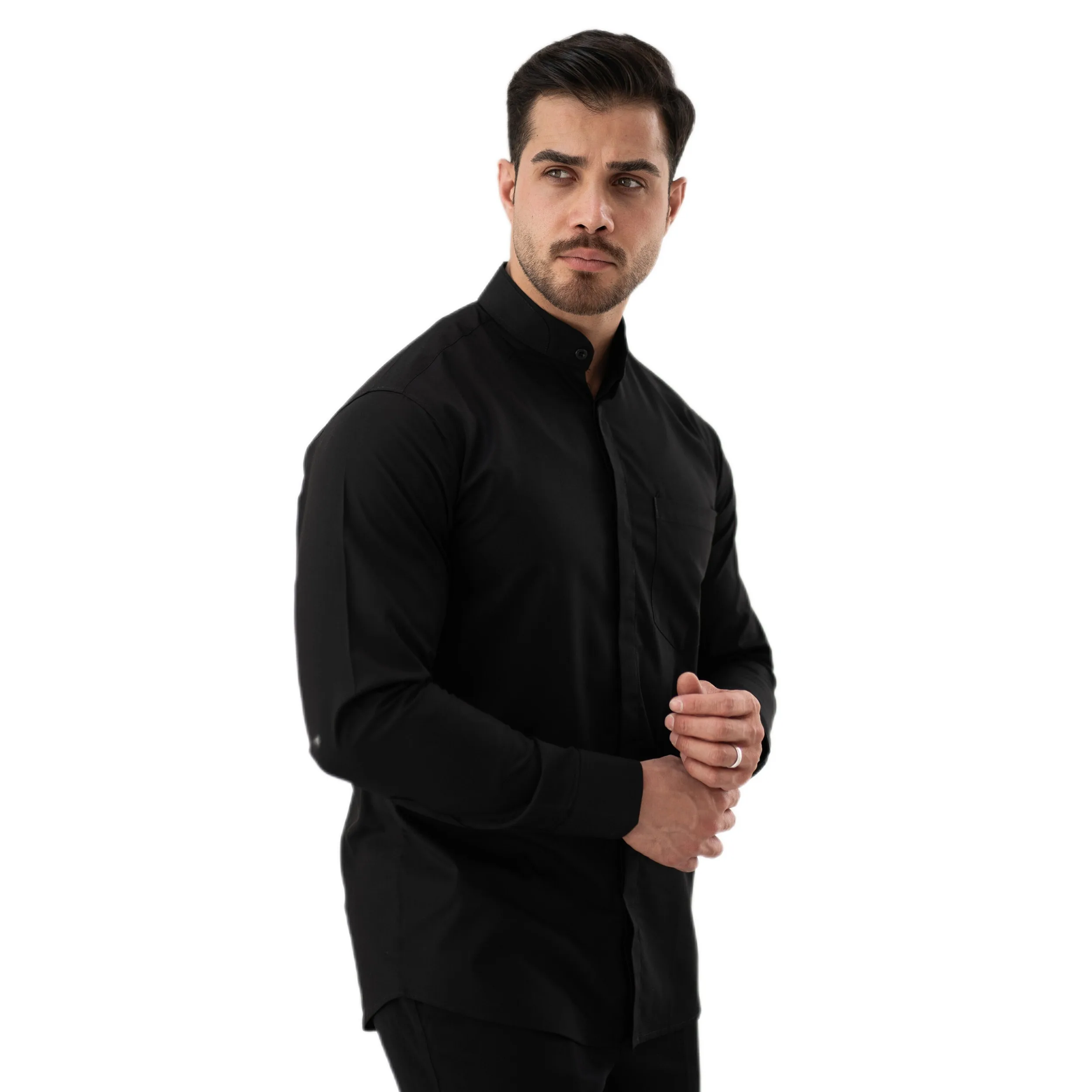 پیراهن آستین بلند یقه دیپلمات مردانه مدل S102