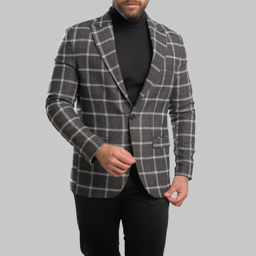 کت مردانه مدل چهارخانه درشت سناتور 4-4