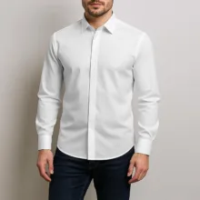 پیراهن آستین بلند یقه برگردان مردانه ابراف مدل قاپک مخفی هوفر