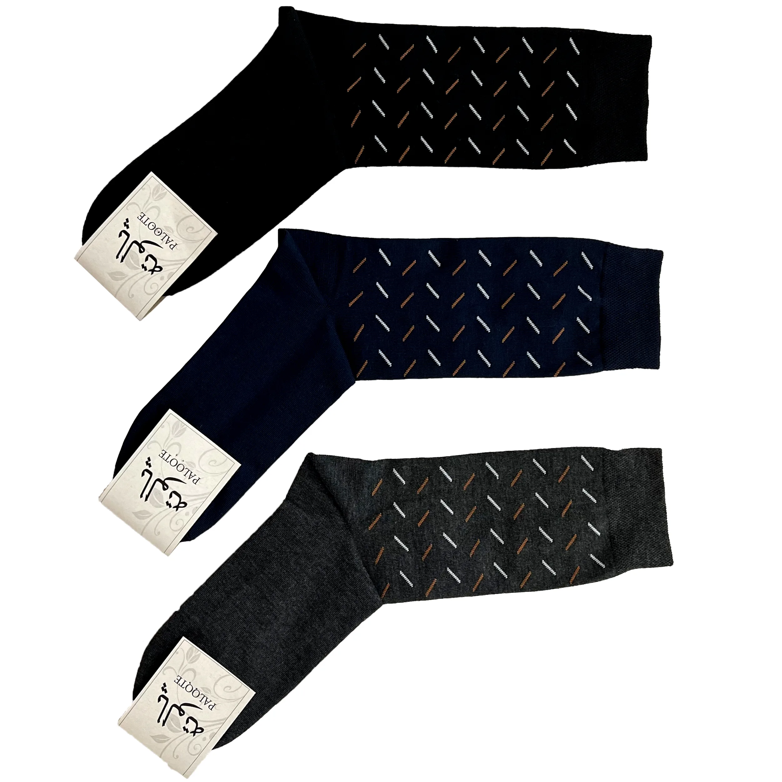 جوراب ساق بلند مردانه پالوته مدل PLT-SHG-P33 مجموعه 3 عددی