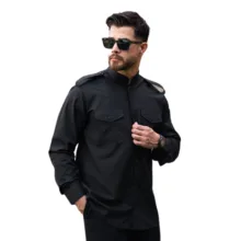 پیراهن آستین بلند یقه دیپلمات مردانه مدل سردوش دوجیب کد ۱۰۳