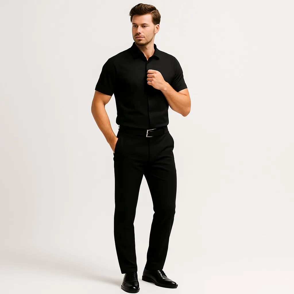 پیراهن آستین کوتاه یقه برگردان مردانه مدل رادین