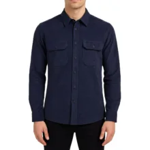 پیراهن آستین بلند یقه برگردان مردانه مدل مخملی کبریتی